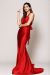 Halter Neck Empire Charmeuse Prom Dress in Red